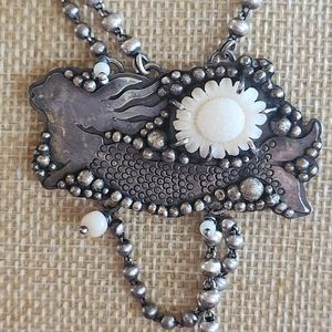 Sterling Silver One of a kind Mermaid necklace with starfish by 6 shadows